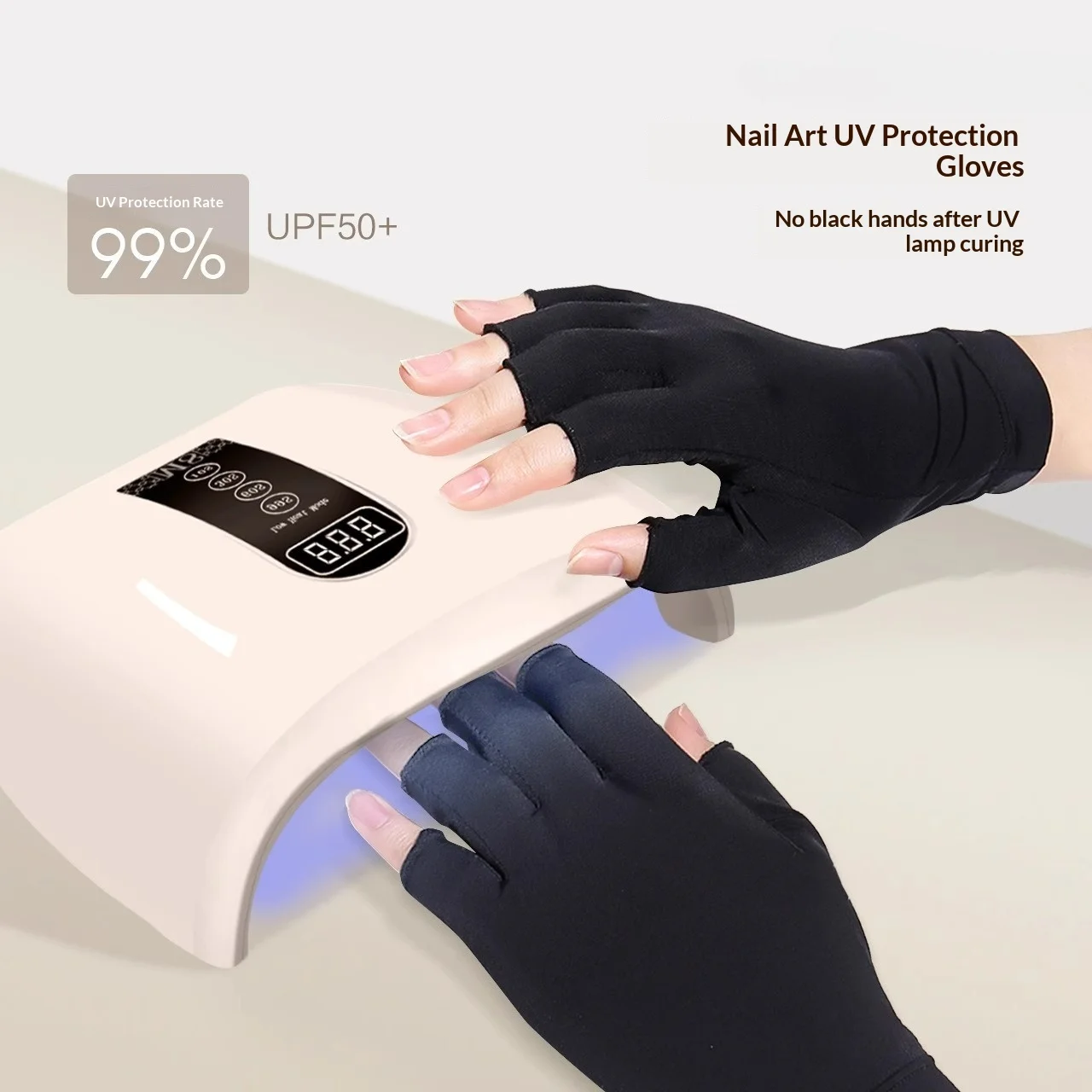 

10 Pair Sun Black Half Exposed Fingertips Phototherapy Gloves Short Section nail tools Nail Tools Anti-ultraviolet Uv Gloves