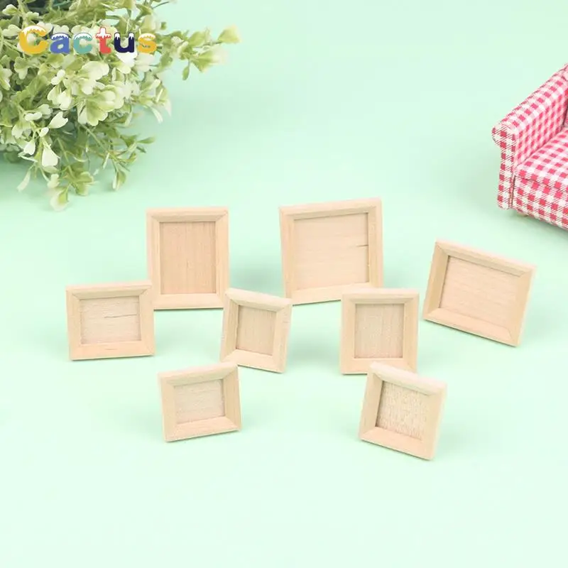 1Pc 1/12 Dollhouse Miniature Wood Photo Frame Simulation Furniture Model Accessories Doll House Decoration