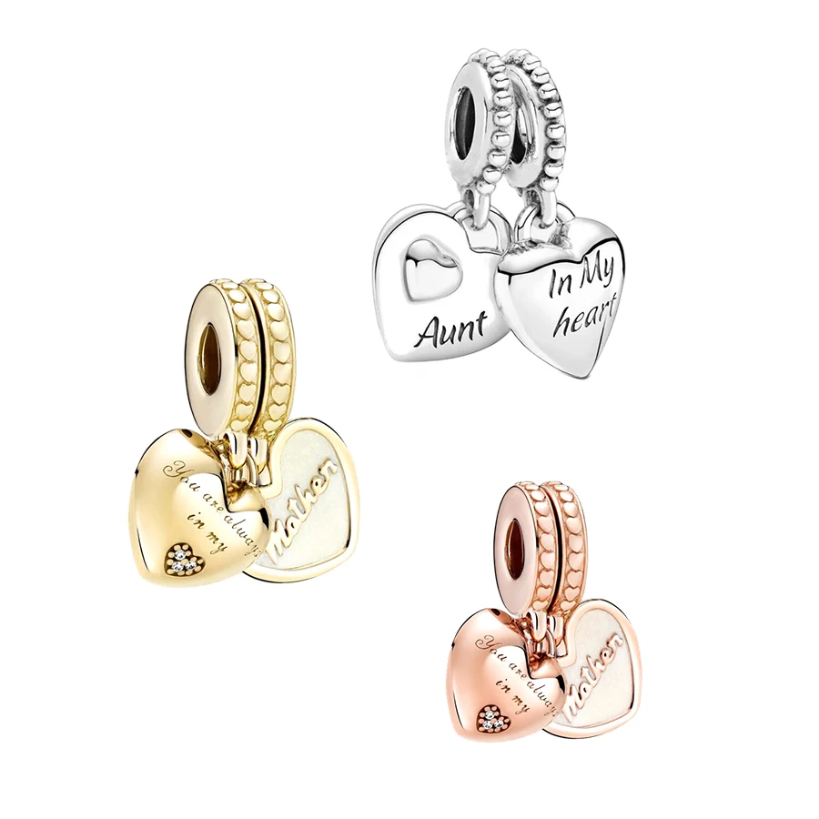 

NEW Plated Rose Gold You're Always in My Heart Split Dangle Charm Bead Fit Original Europeans Silver 925 Bracelet Jewelry Gift