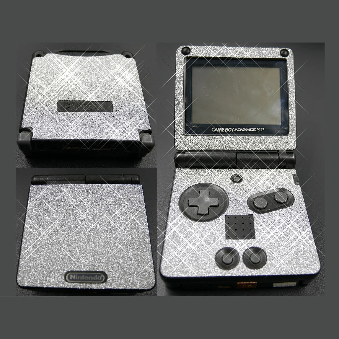 Shining Silver Bling Glitter Vinyl Skin Sticker Protector for Nintendo GameBoy Advance GBA SP Skins Stickers