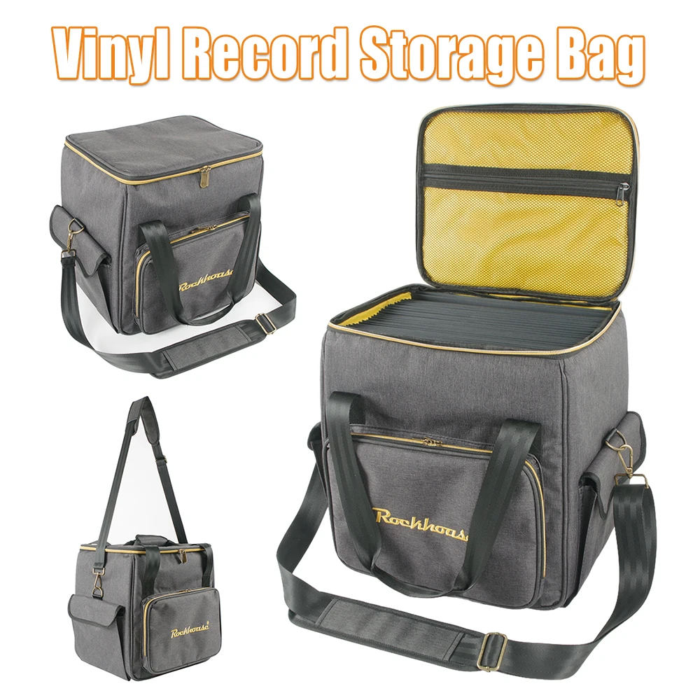 

Waterproof Record Storage Bag Multi-Pocket Vinyl Records Storage Handbag Wear Resist Thicken Padded CD Bag for Music Lovers Gift