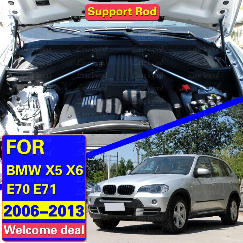 2PCS Car Bonnet Hood Lift Air Support Rod Struts Bar for BMW E70 E71 X5 X6 2006 2007 2008 2009 2010 2011 2012 2013 51237148346 