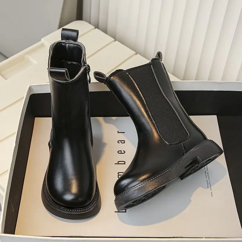 Kids Fashion Short Boots 2026 Autumn Winter Warm Fleece Lined Boys Girls Ankle Boots Trendy Casual Cute Outdoor Shoes