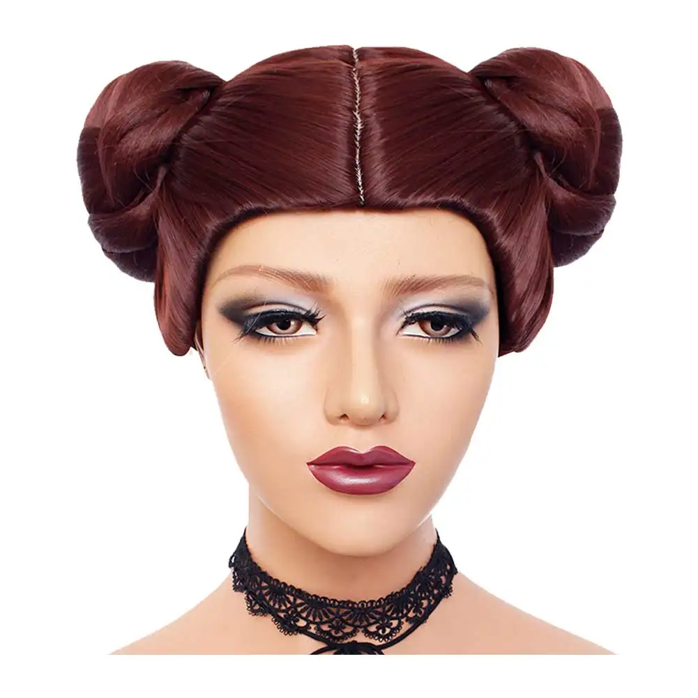 Kinderen Leia Cosplay Pruik Kinderen Meisjes Prinses Hitte Fantasiebestendig Synthetisch Haar Carnaval Halloween Feest Rekwisieten