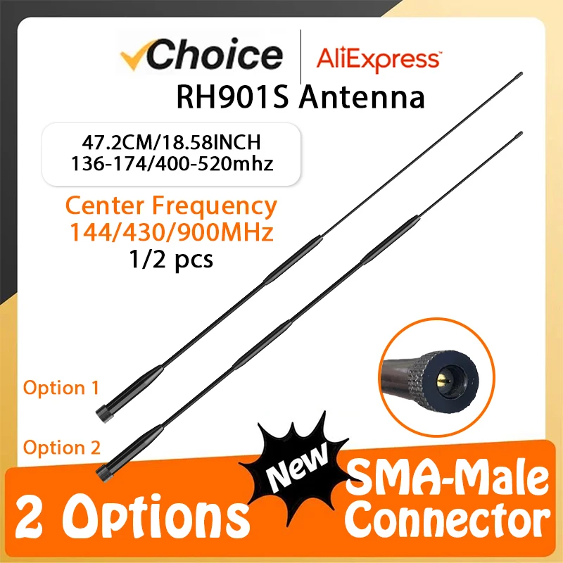 RH901S Antenna SMA-Male Coill Loaded Whip walkie talkie Antenna 144/430/900MHz Dual Band For VX-3R PX-325 PX-333 Radio Accessory