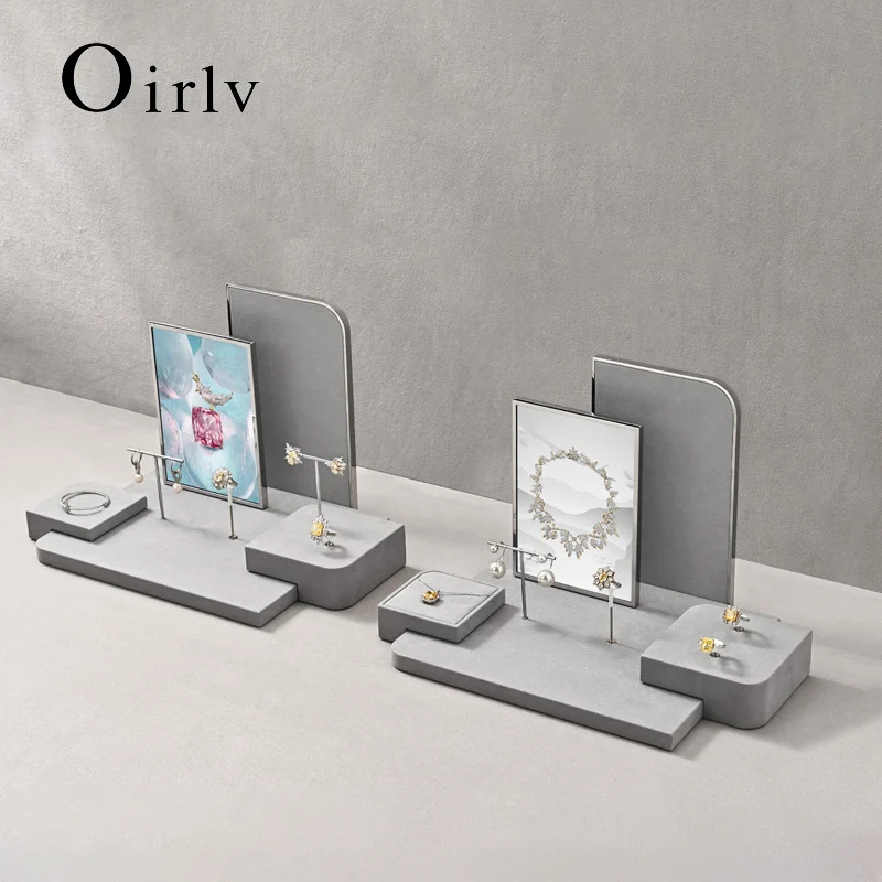 

Oirlv Gray Jewelry Display Props Ring Earring Jewelry Display Stand Bracelet Display Pendant Necklace Counter Showcase Holder