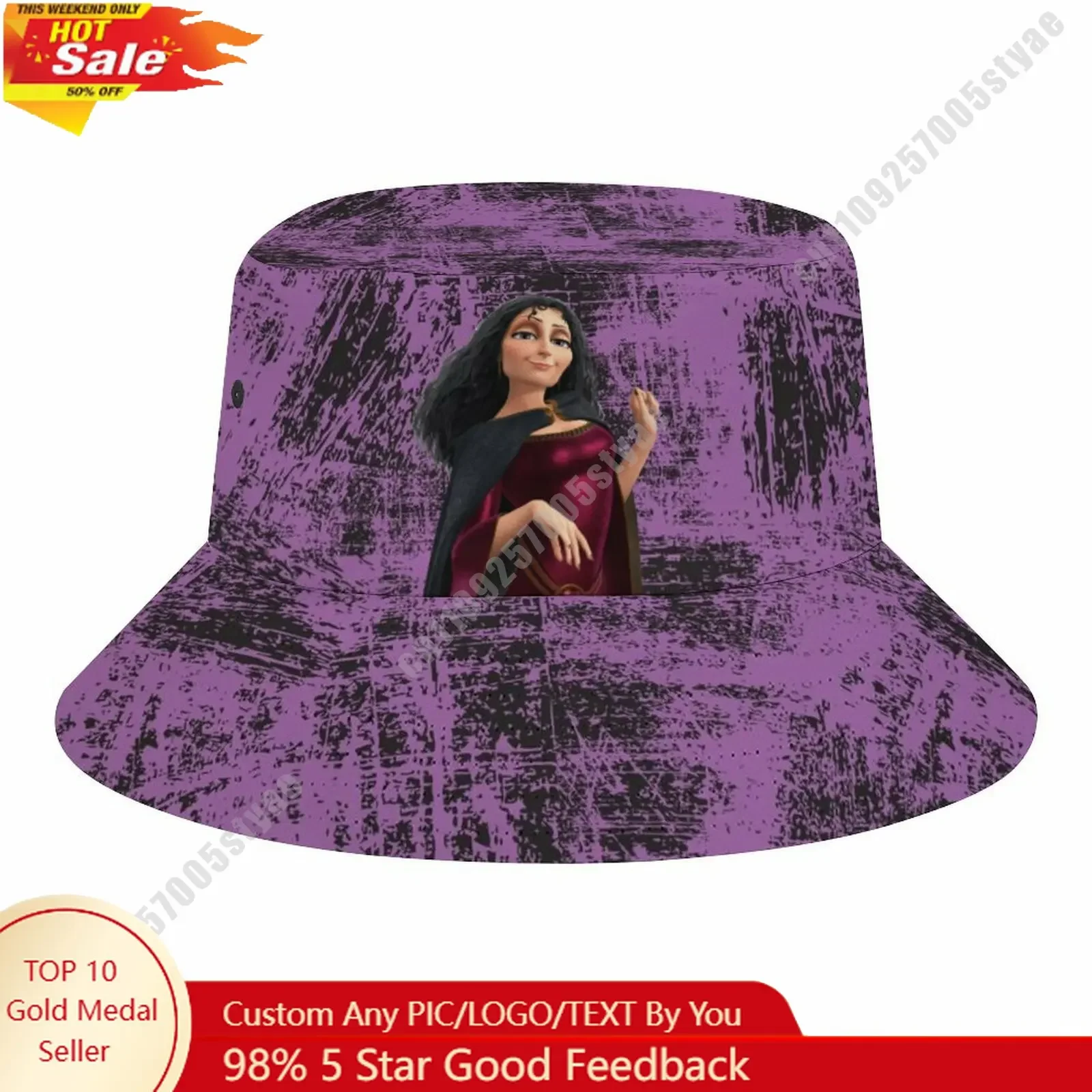 

Mother Gothel Bucket Cap Disney Cartoon DIY Custom Your Graphic Design Fisherman Hat Holidays Gift Sun Protection Fashion Hat
