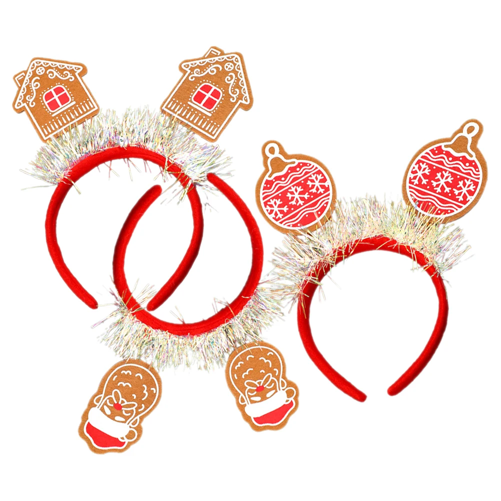 

3 Pcs Christmas Photo Prop Decorations Cartoon Polyester Holiday Favor Party Headpiece Hair Child