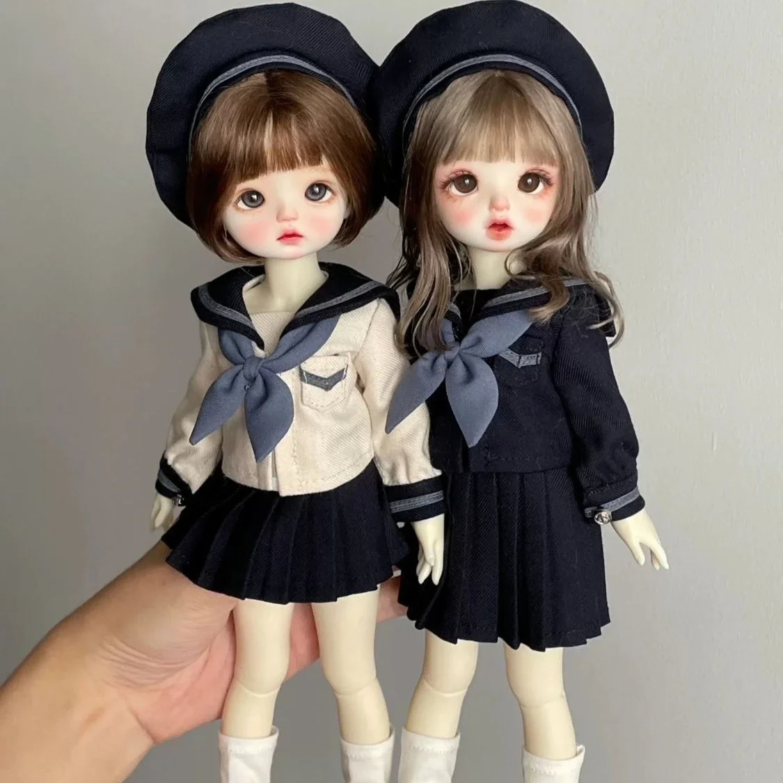 

1/6 1/4 Doll's Clothes Suit for 30/45cm Bjd Doll JK Set Top+skirt+tie+hat Girl Toy Dress Up Play House Doll Accessories, No Doll