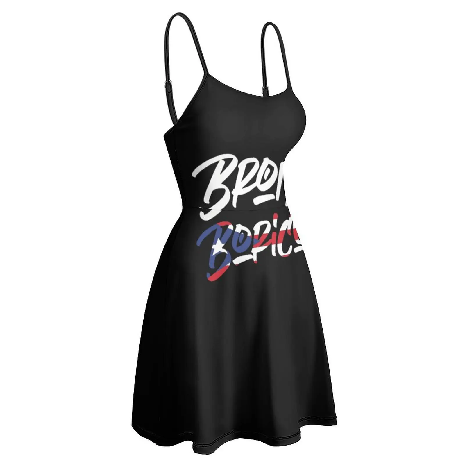 مثير برونكس Boricua العلم الفن المرأة فستان بكتافة الفكاهة الجرافيك الأطراف الملابس النسائية الحمالة فستان خمر #3