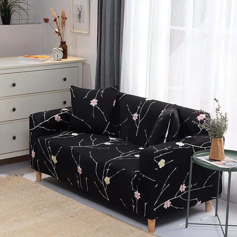 All-Season Printed Sofa Cover for Living Room Nordic 1/2/3/4 Seater Dustproof Couch Slipcover Anti Slip Cloth Towel with Strap