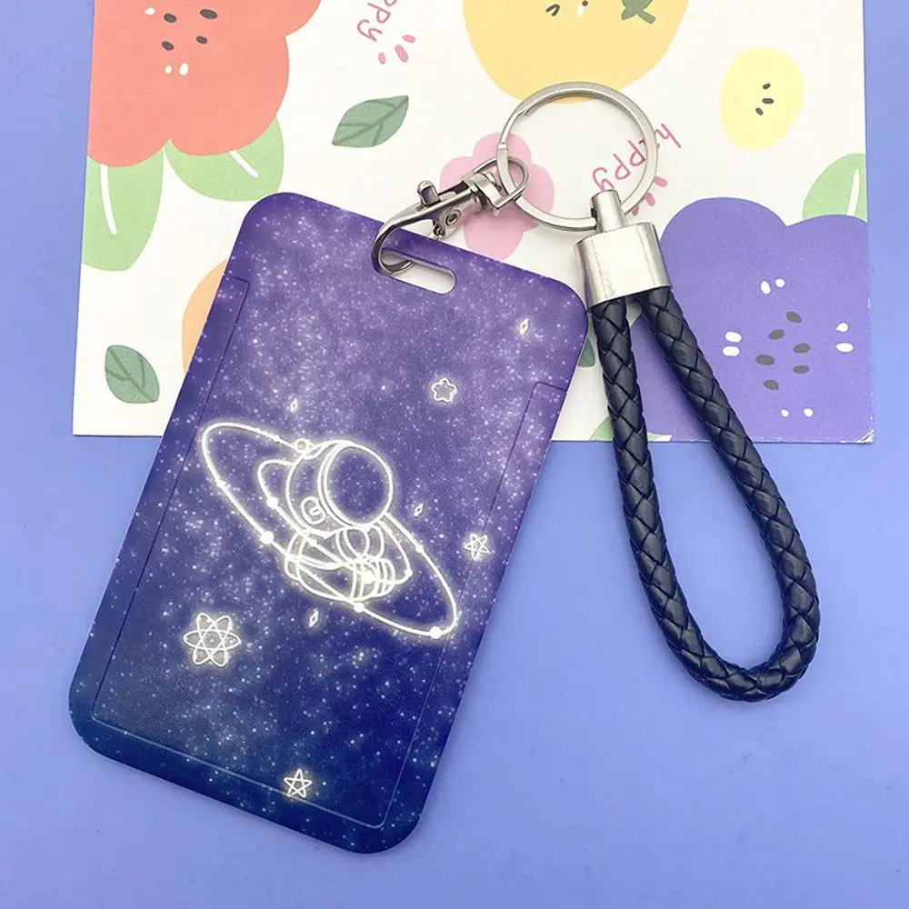 Key Ring Access Card Astronaut Pattern Lanyard Card Sleeve Rice Card Set Astronaut Bus Card Sleeve Student ID Card Holder