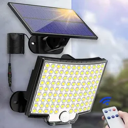 106LED Solar Light Outdoor Wodoodporny z czujnikiem ruchu Pilot zdalnego sterowania 3 tryby na patio Garaż Podwórko