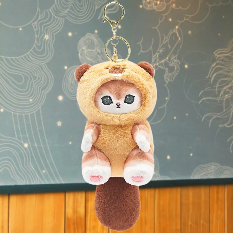 Kawaii Mofusand Long Tailed Forest Animals Series Plush Doll Cute Stuffed Shark Cat Soft Doll Keychain Gift for Birthday Kids