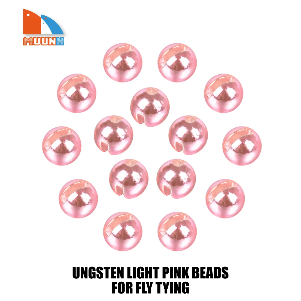 MUUNN Tungsten Slotted Light Pink Beads For Fly Tying,50/100/200pcs Nymphs Flies Fly Fishing 2.5mm~3.8mm Trout Lure Tackel