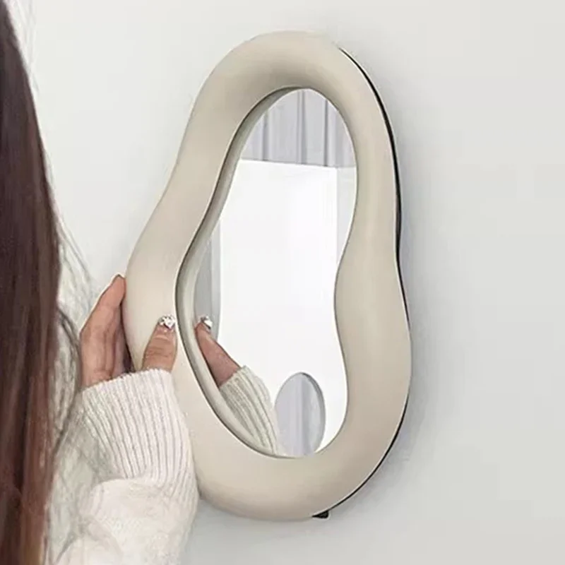 Portable Travel Mirror Full Body Girls Men Nordic Funky Irregular Mirror Wavy Shower Compact Frame Spiegel Wand Home Decorations