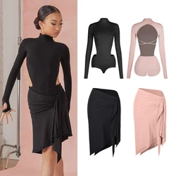 ZYM Latin Dance Performance Dress For Girls Long Sleeved Split Skirts Suit Chacha Rumba Tango Kids Latin Stage Clothes DQS17704