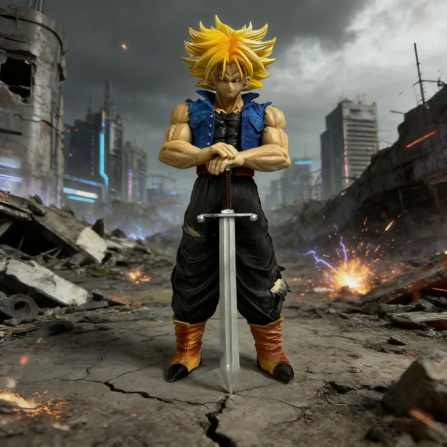 Figura de Anime Dragon Ball Z Trunks, Figuras de Acción de Trunks del Futuro, Estatua de PVC de 23 cm/9.06 pulgadas, Modelo Coleccionable, Juguetes para Regalos de Fiesta