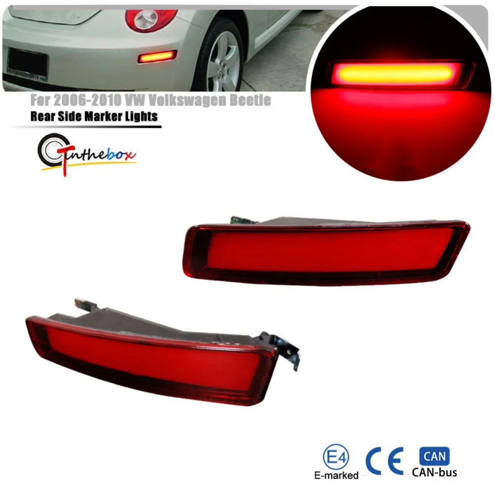 

Gtinthebox Red LED Car Rear Bumper Side Marker Parking Lights For VW Volkswagen Beetle 2006-2010 Fender Flare Sidemarker Lamp