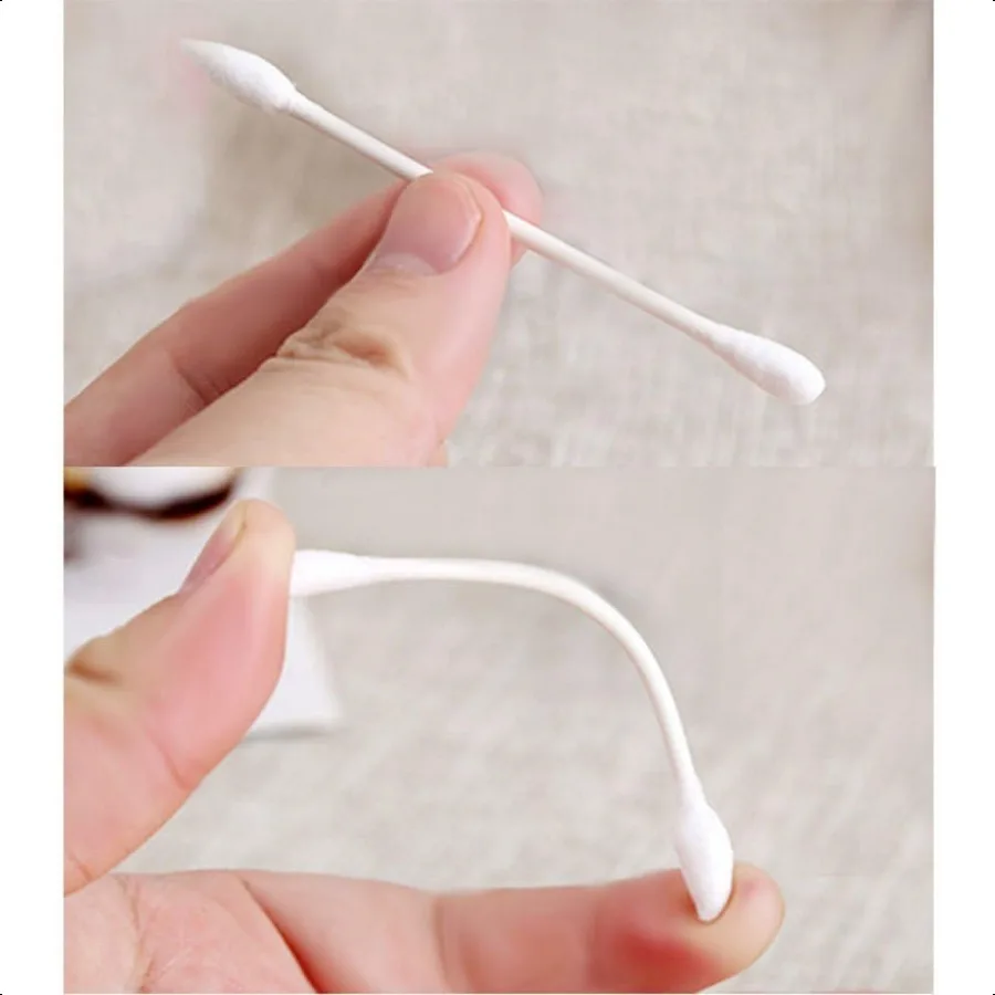 생분해성 종이 스틱 면봉 360개입 친환경 메이크업 면봉 (박스 포장, 뾰족한 끝 + 둥근 끝, 안전하고 강력한 흡수력)