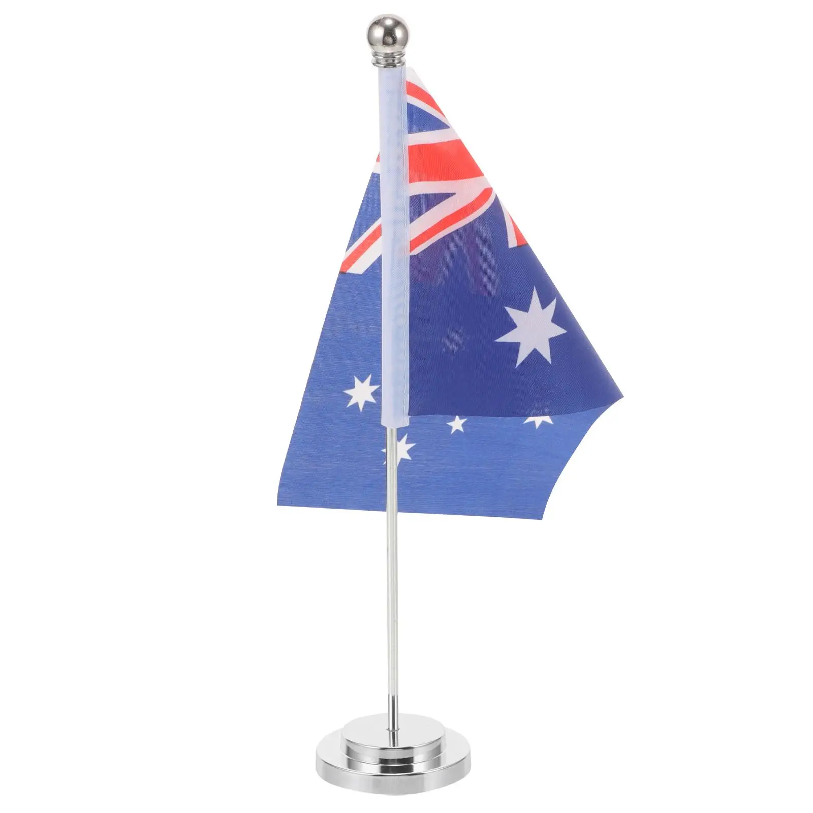 

Australian Flag Desk Ornament Single Pole Mini Tabletop Stand Polyester Office Decor Small Size Compact Workspace Gift