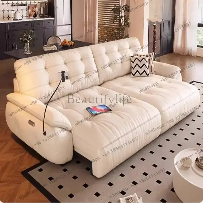 LJY White Brown Electric Recliner Sofas Armrest Cheap European Quality Living Room Sofas Modern Luxury Divano Soggiorno Furnitur