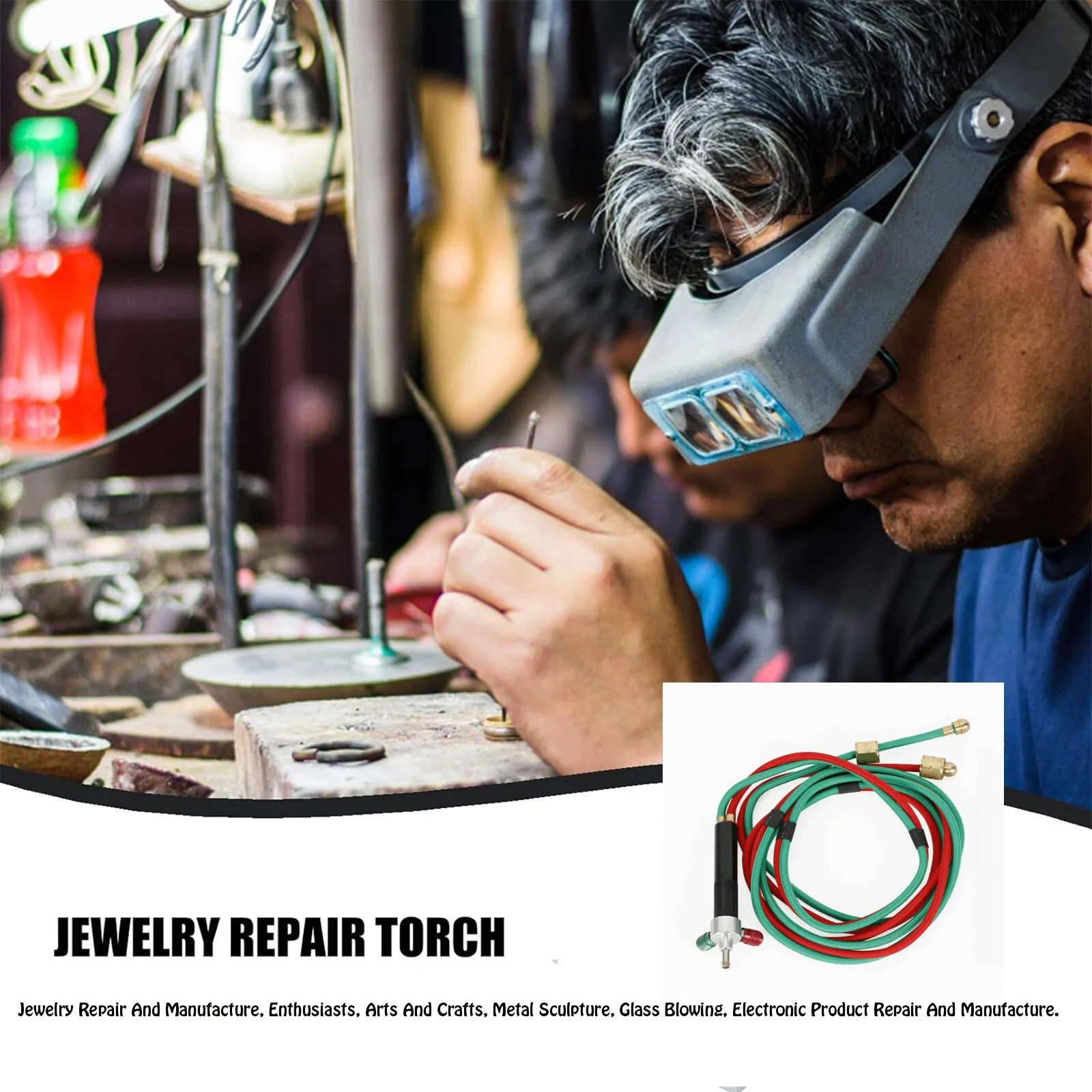 

CNCEST Gas Torch Soldering Welding Gun Kit, 5 Tips Welding Kit Hot Jewelers Liquefied Gas Little Torch for Hoses Jewelry Repair