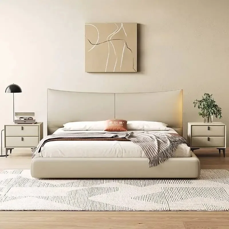 Beige Organizer Double Bed Comforter Waterproof Platform Luxury Double Bed Nightstands Wooden Cama De Casal Home Furniture
