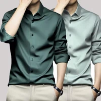 Camisa blanca de manga larga para hombre, vestido de negocios sin hierro, corte ajustado, versión coreana, trabajo profesional, camisa de traje informal blanca para hombre