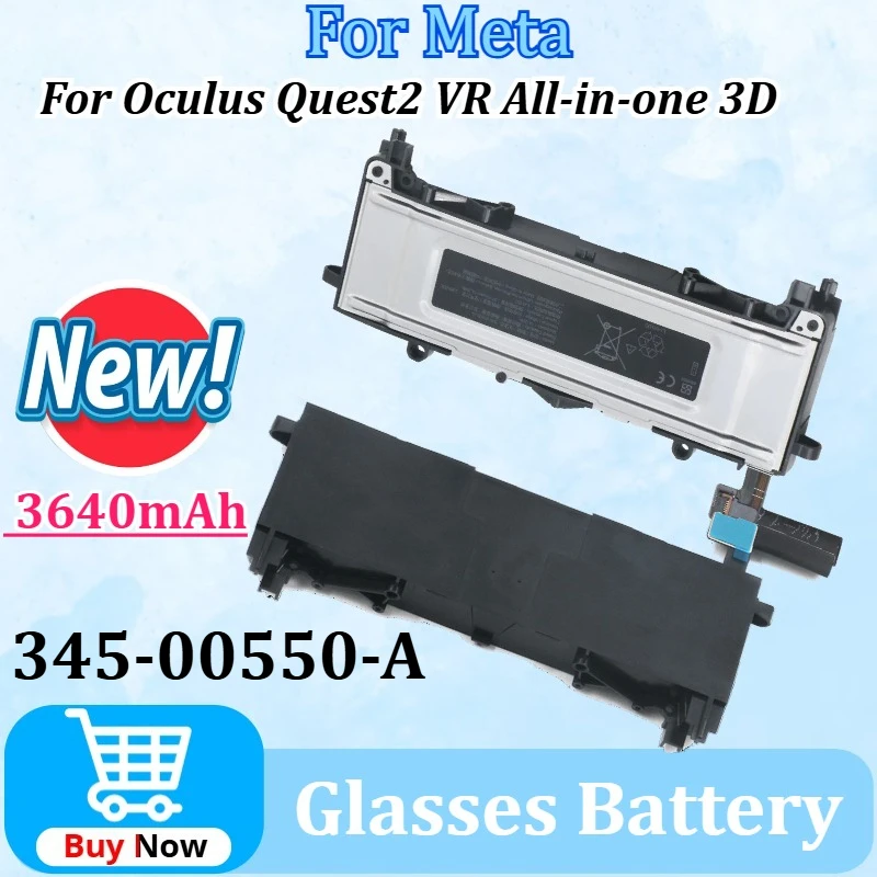 

For Meta for Oculus Quest2 VR All-in-one 3D Glasses Battery 345-00550-A 3.85V 3640mAh 14.3Wh Comes with Or Without A Shell