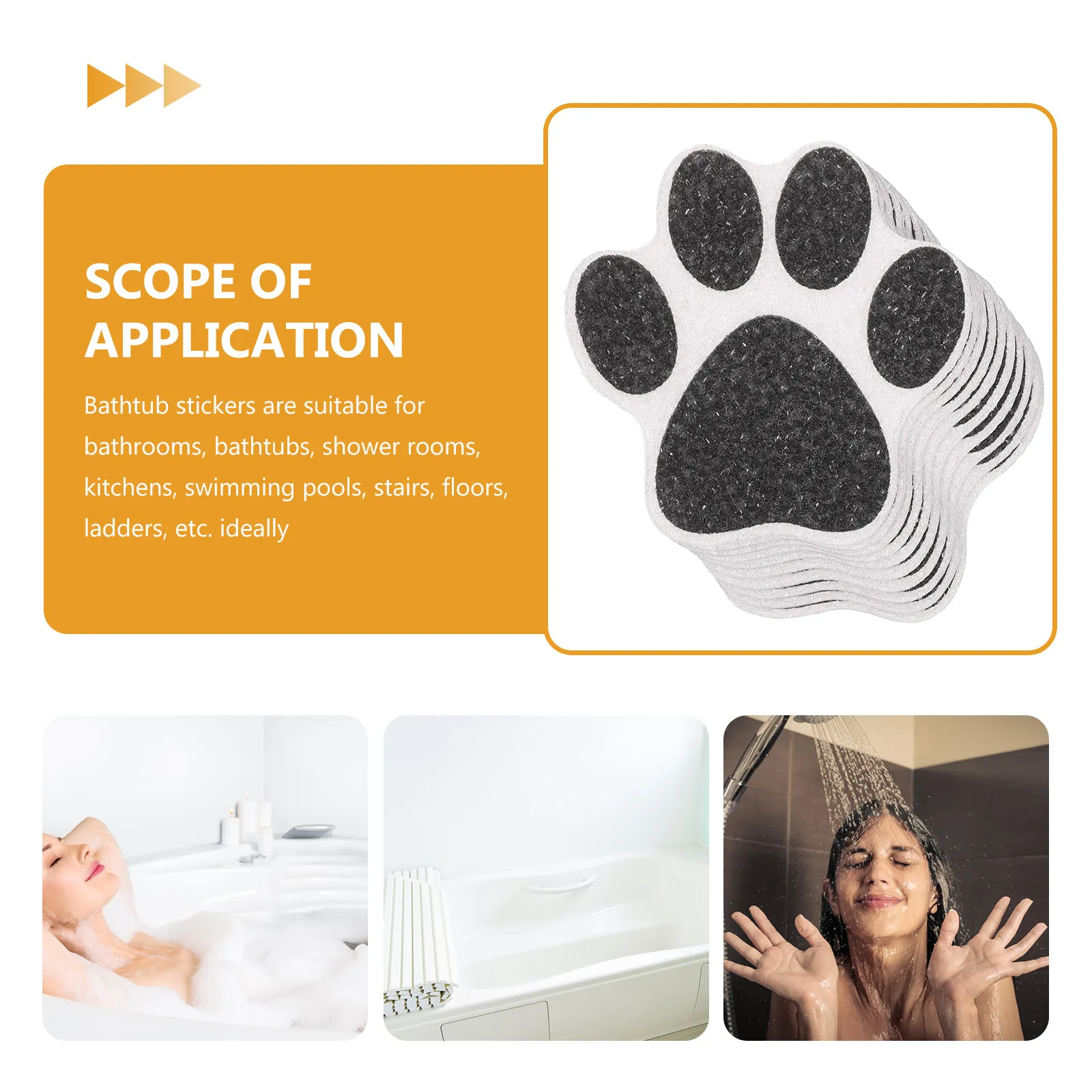 10Pcs Dog Paw Non-Slip Bathtub Stickers Shower Floor Grip Decals for Bathroom Kitchen Stairs Pool Ladder Tub Anti-Slip Safety