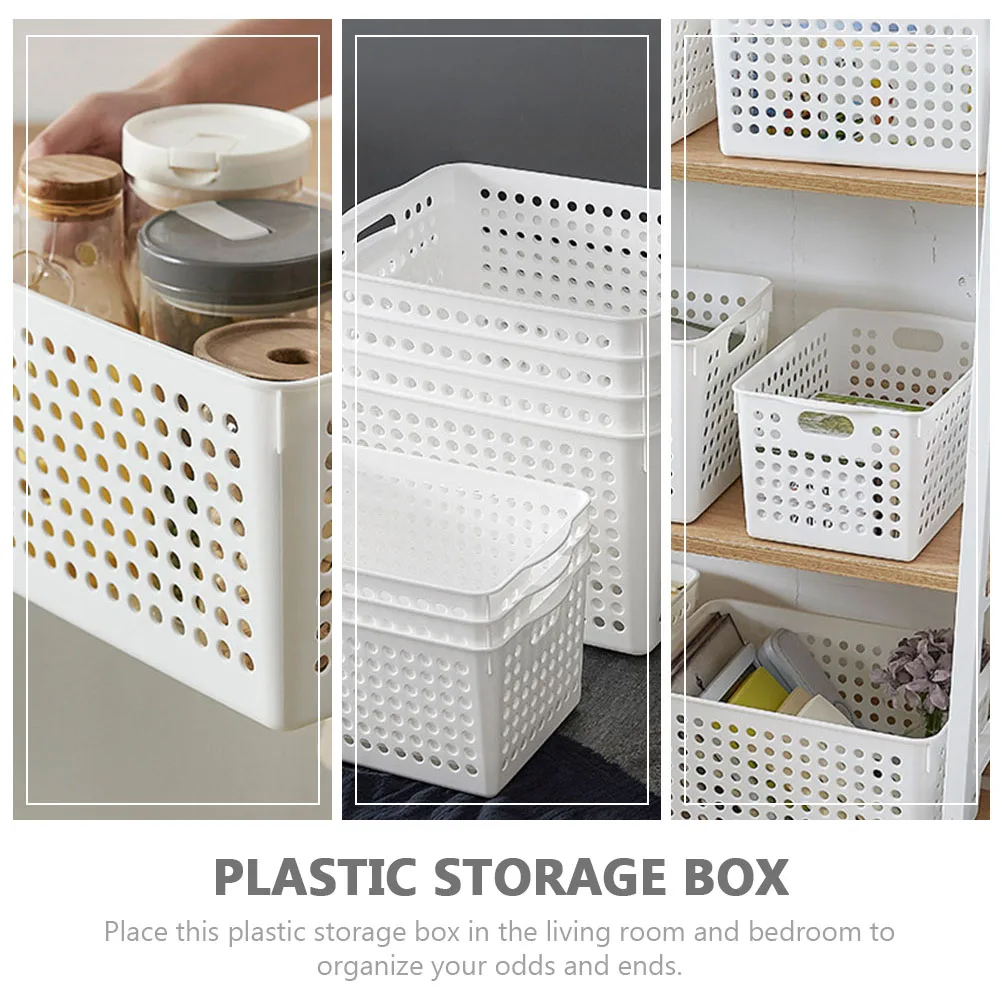 

2pcs Plastic Storage Box Snack Files Sundry Organizing Basket Household Supplies Desktop Kitchen Storage Holder
