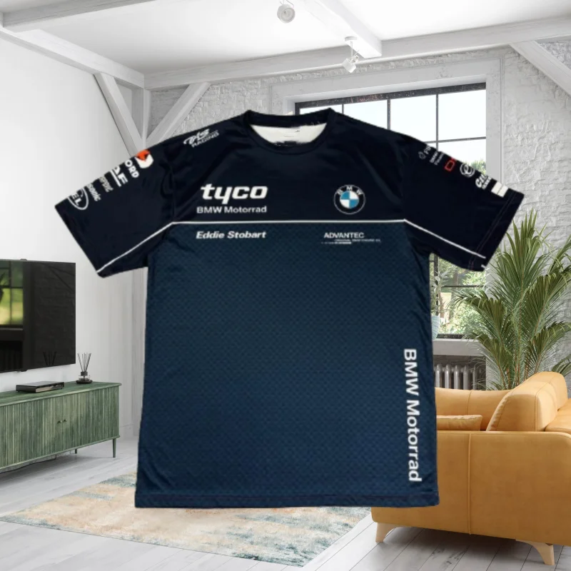 

Мужская летняя футболка с коротким рукавом BMW Tyco Motorrad, мужской подарок для любителей автоспорта, быстросохнущие футболки с круглым вырезом, топ