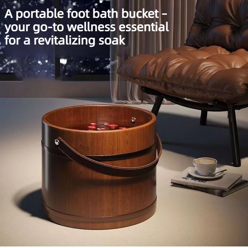 1PC 30x31cm Handheld foot bath specialized bucket, foot therapy and maintenance wooden bucket, household foot bath basin