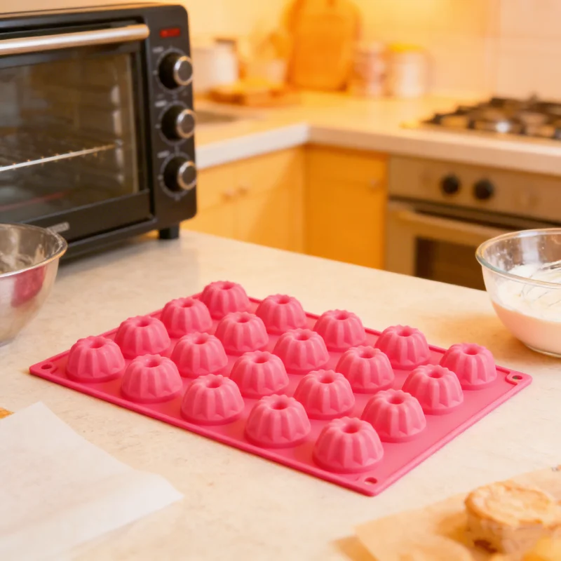 Molde de Silicona para Pastel Savarin (20 Cavidades, 30x20cm, Diámetro 4cm), Mini Molde para Pastel, Pudín, Chocolate, Muffins, Herramientas para Hornear