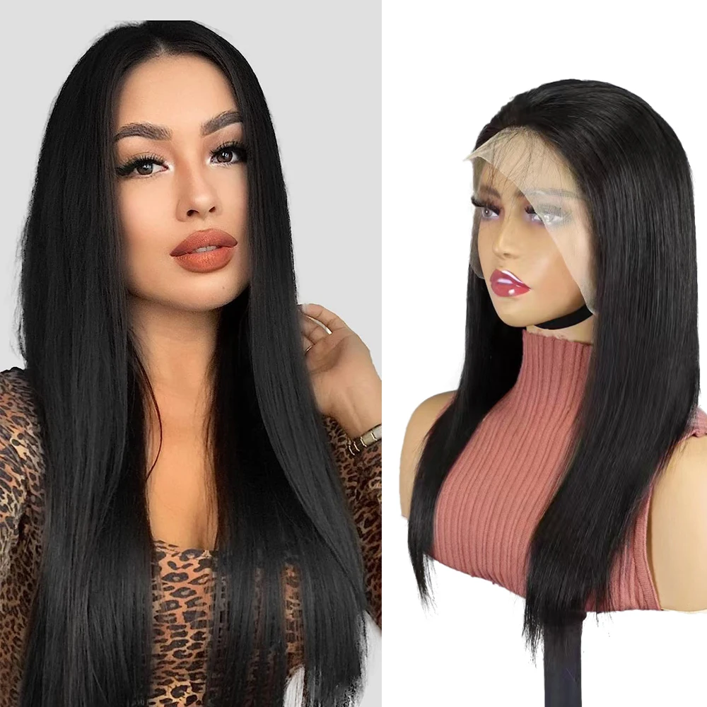 

Straight Lace Front Wig 13x4 Pre Plucke Transparent Lace Frontal Wig Natural 350 Color Bone Straight Human Hair Wigs for Women