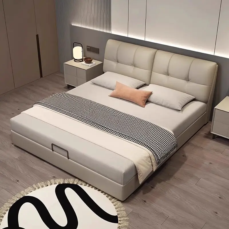 Double Bedroom Bed Modern Headboards Queen Children Sleeping Single Luxury Bed Simple European Letto Matrimoniale Home Furniture