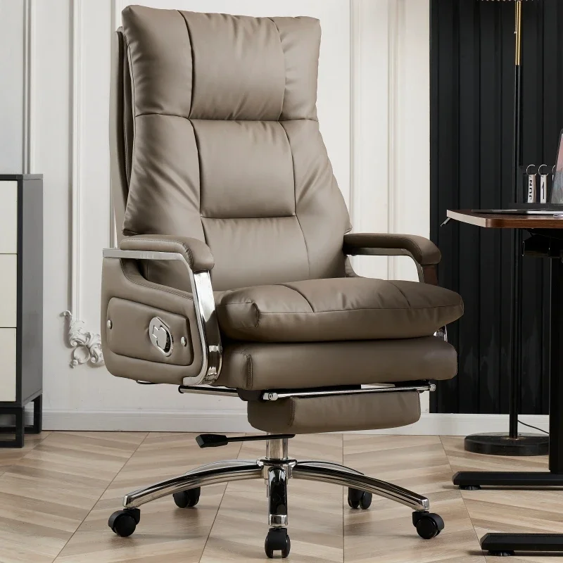 Leather boss chair business office chair reclining computer  home sofa seat comfortable sedentary office