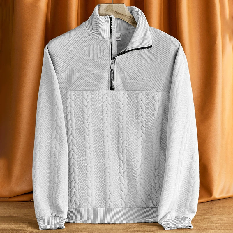 الرجال عالية الجودة فضفاضة تناسب الوقوف طوق البلوفرات الجديدة المرقعة سستة بلوزات رجل الخريف الشتاء تنوعا قاع لاعبا