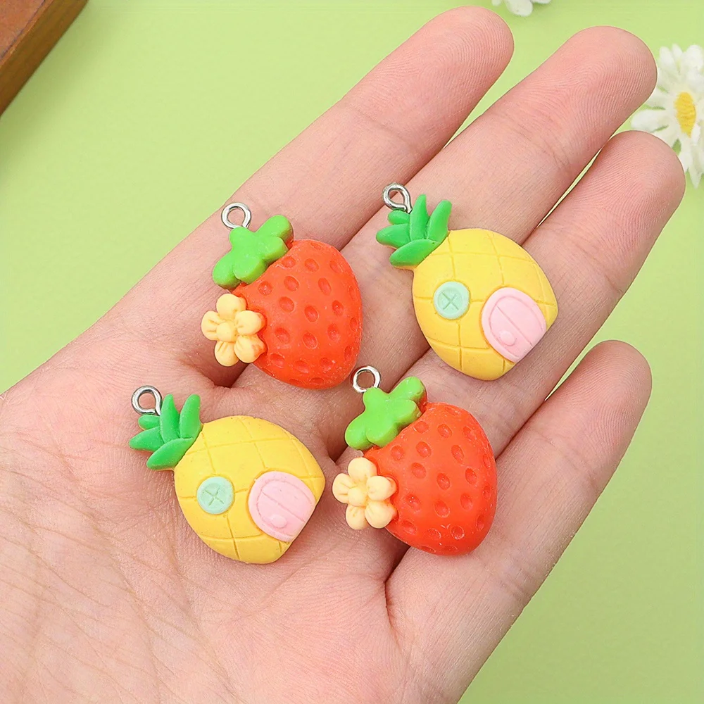1/4/9pcs Multi-color Pineapple Strawberry-shaped Pendants,Diy Necklace Earrings, Valentine's Day Christmas and Thanksgiving Gift