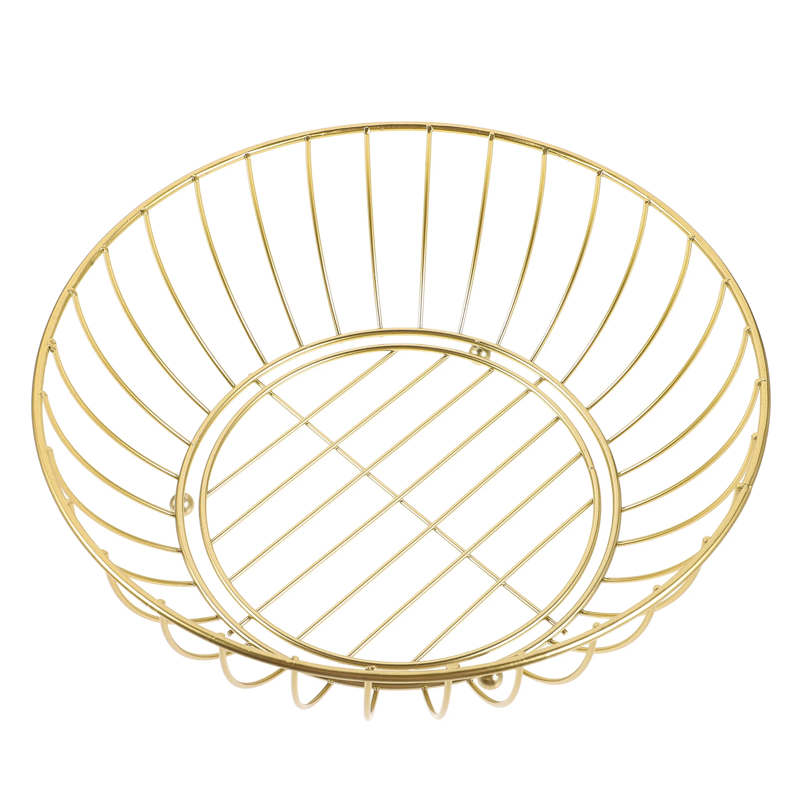 

Metal Fruit Bowl Storage Basket Nordic Style Round Tray for Kitchen Living Room Gold Wire Fruit Basket Large Capacity