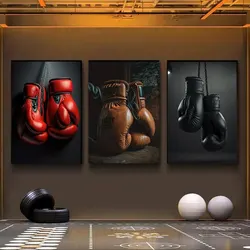 Boxing Gloves Vintage Canvas Painting Nordic Style Gym Posters Modern Wall Art Pictures Ideal for Room Home Decor and Cuadros