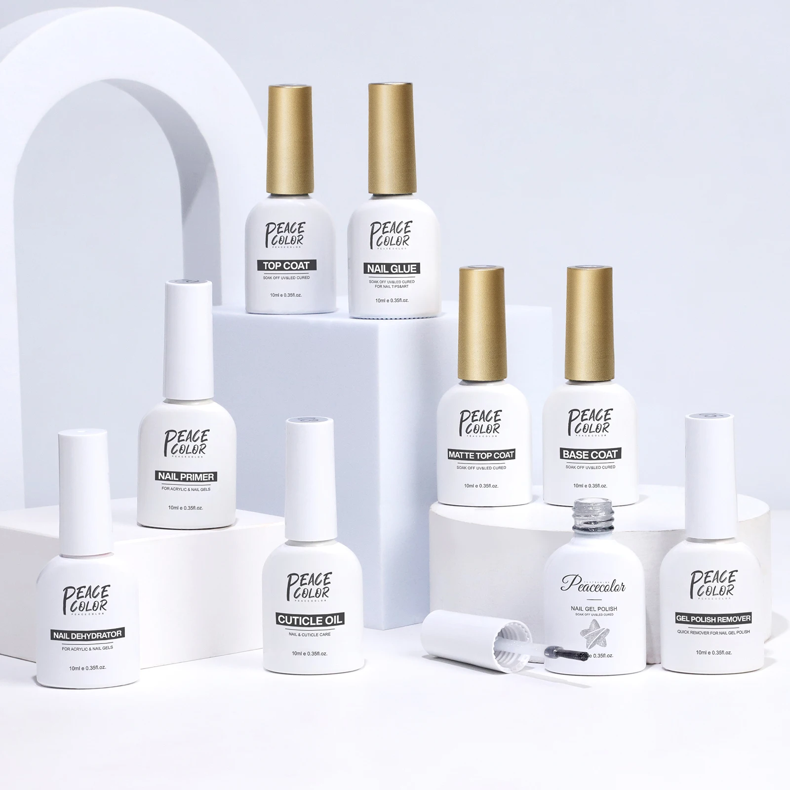 Peacecolor Base Top Coat Set para el cuidado de las uñas - Deshidratador de preparación para quitar uñas Primer de uñas para el cuidado de manicura Salón de uñas Regalo para mujeres