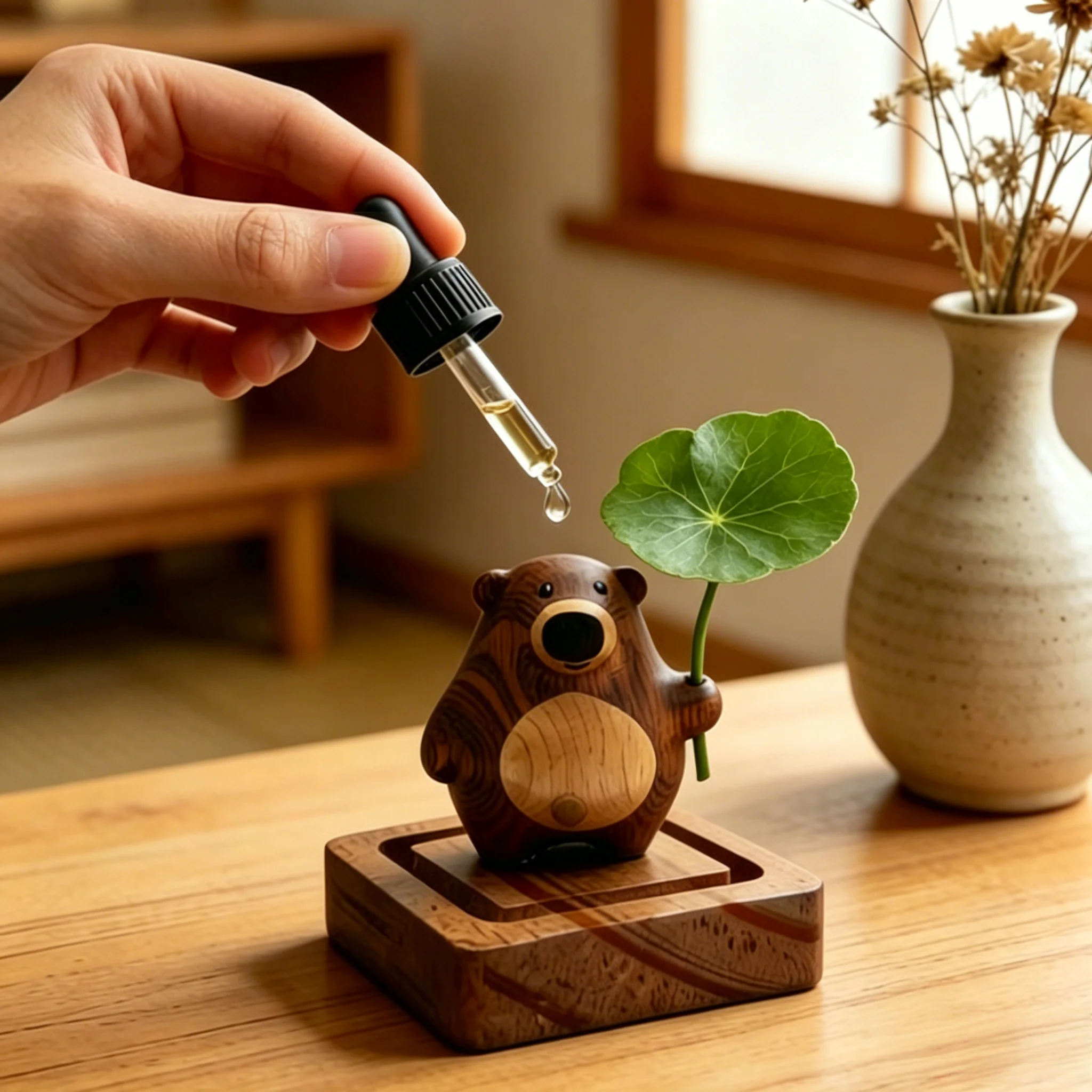 Creative Clover 3D Bear Fragrance Wood - Automotive Interior Aroma Ornament - Essential Oil Diffuser - No Fire Fragrance
