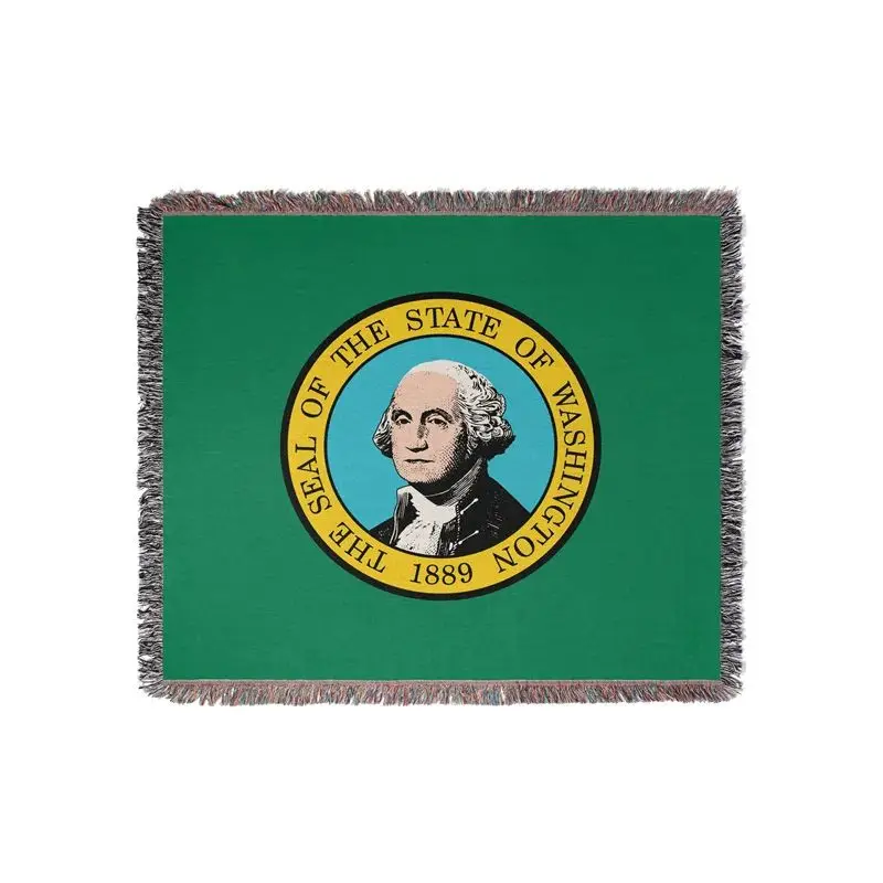 Aertemisi Washington United States of America Jacquard Fringed Woven Throw Blanket