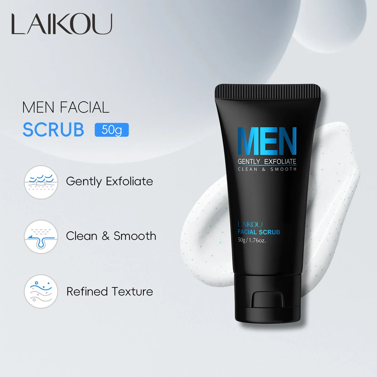LAIKOU Men Face Facial Scrub Deep Cleaning Exfoliating Gel Skin Care Whitening Moisturizer Repair Skin Care 50g