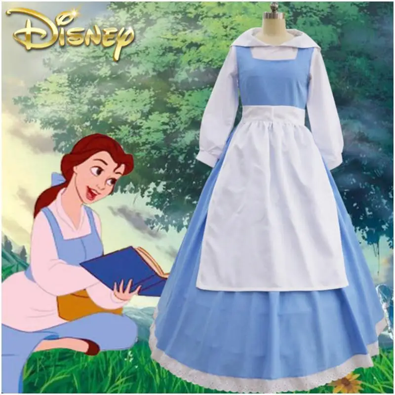 

Bell Cosplay Costume Disney Beauty and The Beast Cosplay Bell Princess Blue Maid Dress Suits Halloween Clothes for Women Girl