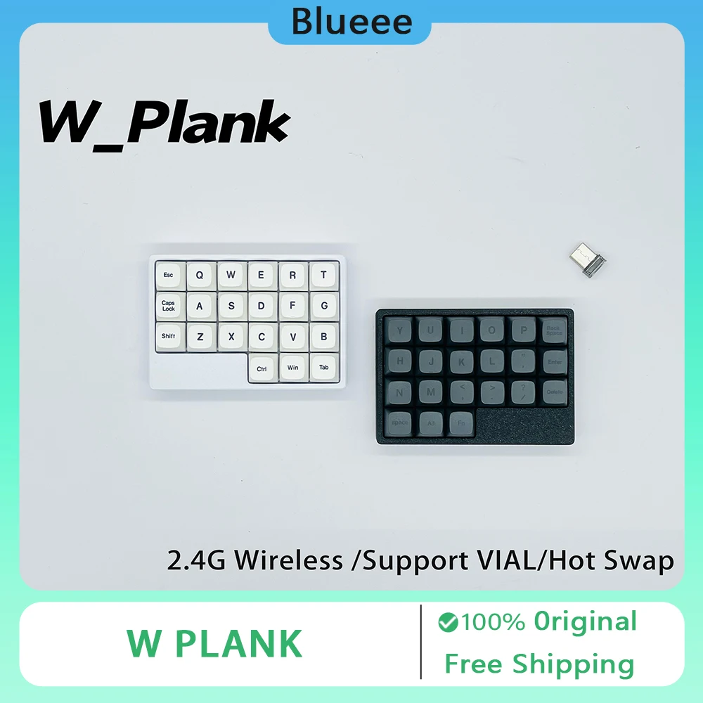 

W PLANK Сплит-клавиатура DIY Индивидуальная клавиатура 2,4G Беспроводная печатная плата с горячей заменой Эргономичная 2,4G VIAL Remap Аксессуары для ПК для геймеров