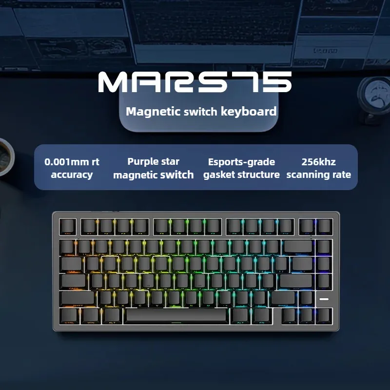

MARS75 PRO Magnetic Switch Gaming Keyboard Rapid Trigger 0.001MM 8KHz Polling Rate Hot Swappable SOCD DKS RGB for Esports Game