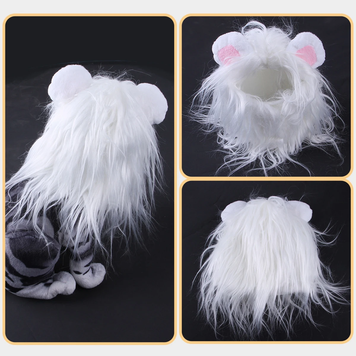 Cats And Dogs Cosplay Hat Adjustable White Lion Costume Easy To Put On And Take Off  For  Halloween Clothes Pet Accessories